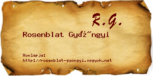 Rosenblat Gyöngyi névjegykártya